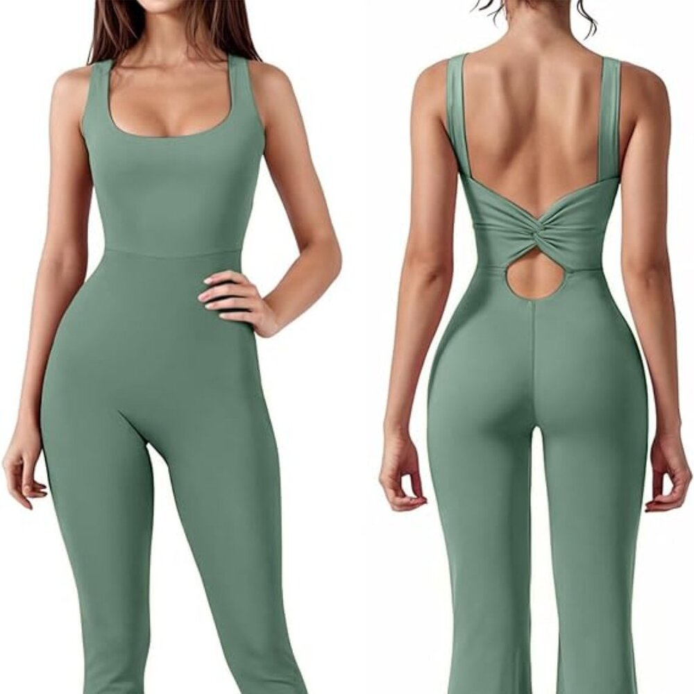 Mint Green Athletic Flare Jumpsuit XL Super cute
